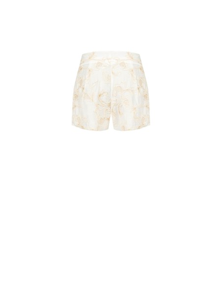 Korte broek van een viscose-linnenmix met reliëfbloemenborduursels van Rinascimento