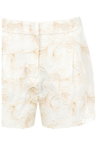 Korte broek van een viscose-linnenmix met reliëfbloemenborduursels van Rinascimento