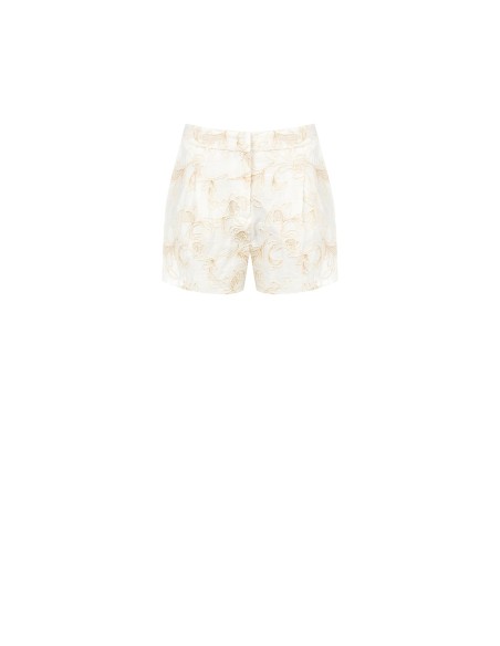 Korte broek van een viscose-linnenmix met reliëfbloemenborduursels van Rinascimento