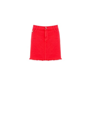 Stretchdenim minirok met gerafelde zoom van Rinascimento