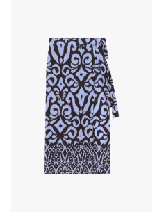 Midi-rok met abstracte fantasie en strikceintuur van Dixie 2
