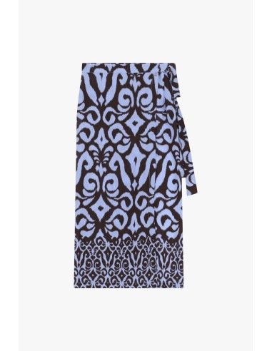 Midi-rok met abstracte fantasie en strikceintuur van Dixie