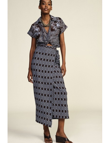 Lange wikkelrok met geometrische print van Dixie