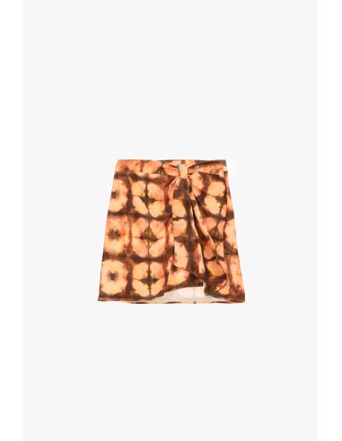 Korte tie-dye rok met patroon en knoop aan de voorkant Dixie