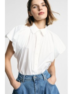 Cropped blouse met wijde mouwen en knopen, alsjeblieft