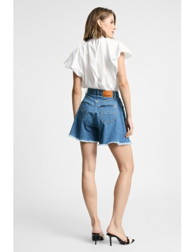 Svasati shorts met rokeffect en gerafelde zoom aub