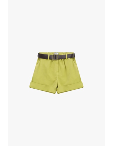 Regular-fit shorts met tailleband en omslag Please