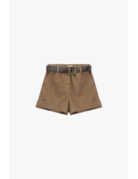 Regular-fit shorts met tailleband en omslag Please