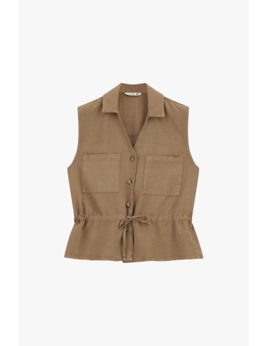 Gilet met opgestikte zakken en een taillekoord Please