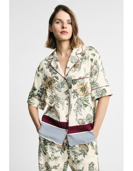 Boxy blouse met bloemen- en streeppatroon, alstublieft