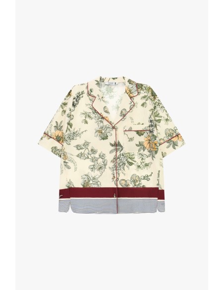 Boxy blouse met bloemen- en streeppatroon, alstublieft