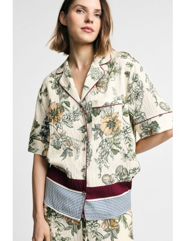 Boxy blouse met bloemen- en streeppatroon, alstublieft