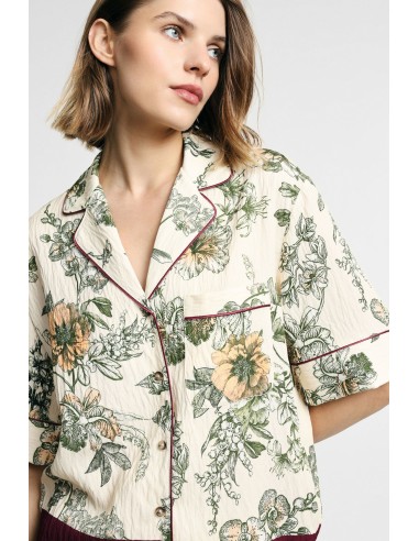 Boxy blouse met bloemen- en streeppatroon, alstublieft