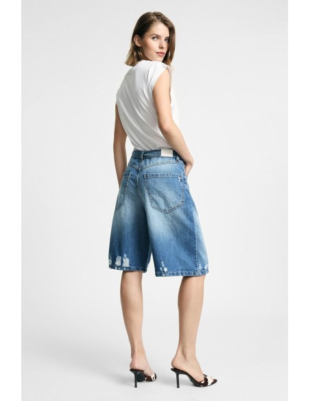Knielange shorts met vijf zakken en een used-effect, alstublieft