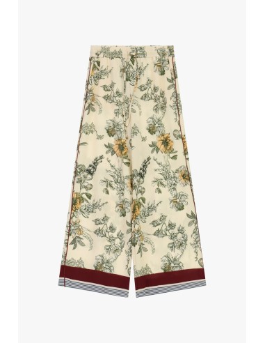 Palazzo-broek met bloemenprint en contrasterende bies
