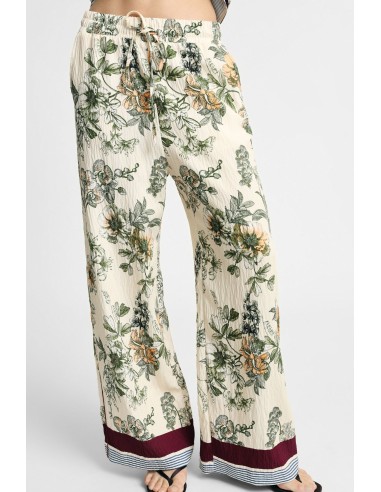 Palazzo-broek met bloemenprint en contrasterende bies