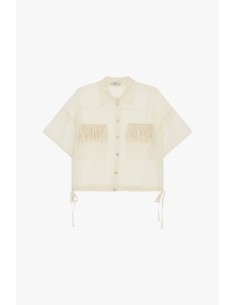 Cropped shirt met zakken, franjes en korte mouwen Dixie