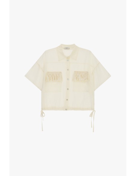 Cropped shirt met zakken, franjes en korte mouwen Dixie