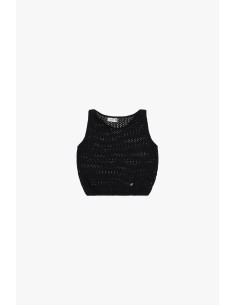 Opengewerkte cropped top zonder mouwen met ronde hals Please 2