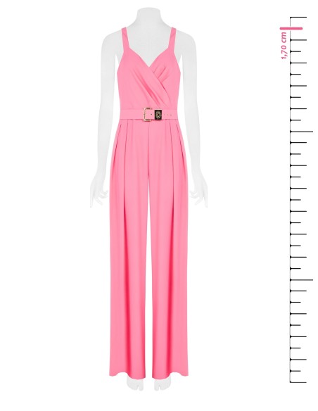 Palazzo-jumpsuit van soepelvallende stof met bijpassende stevige ceintuur en Rinascimento-logoplaatje