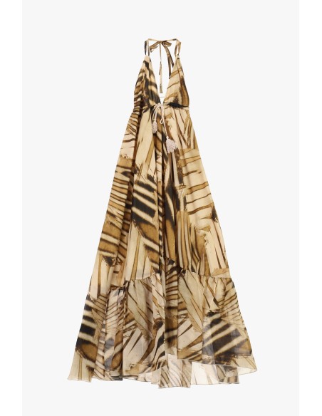 Lange jurk met geometrische print en halterneck van Dixie