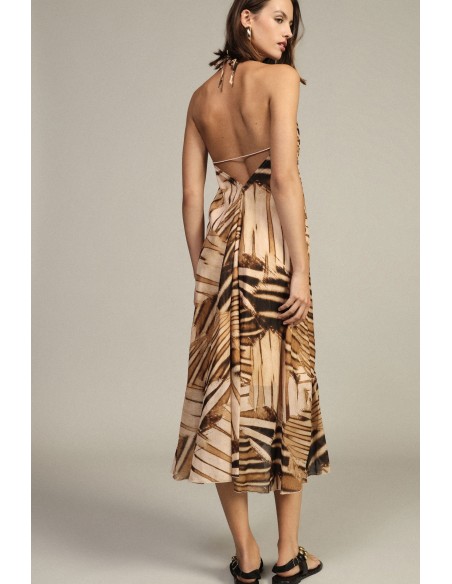 Lange jurk met geometrische print en halterneck van Dixie