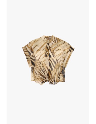 Dixie cropped shirt met knoop aan de voorkant en korte mouwen