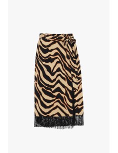 Midi-rok met dierenprint en franjes van Dixie 2