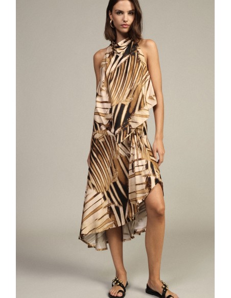 Asymmetrische midi-rok met bladprint van Dixie