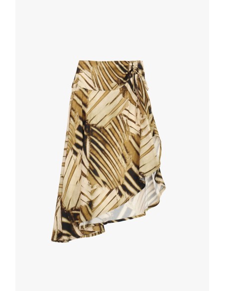 Asymmetrische midi-rok met bladprint van Dixie
