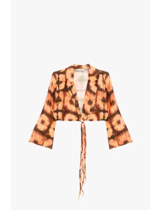Dixie cropped blouse met print en knoop aan de voorkant 2