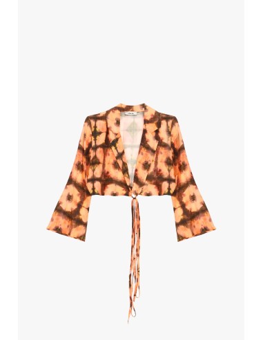 Dixie cropped blouse met print en knoop aan de voorkant