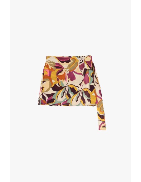 Korte rok met bloemenprint en zijstrik Dixie
