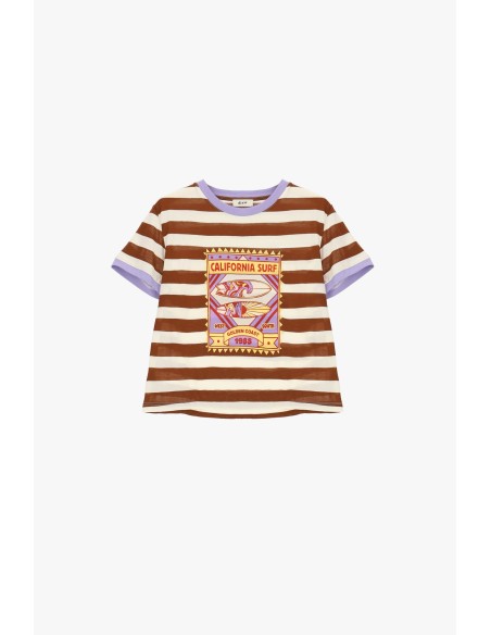 Gestreept T-shirt met California Surf-print Dixie