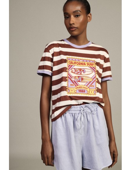 Gestreept T-shirt met California Surf-print Dixie