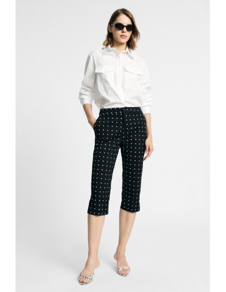 Regular-fit bermuda met stippenmotief en sluiting aan de voorkant Please
