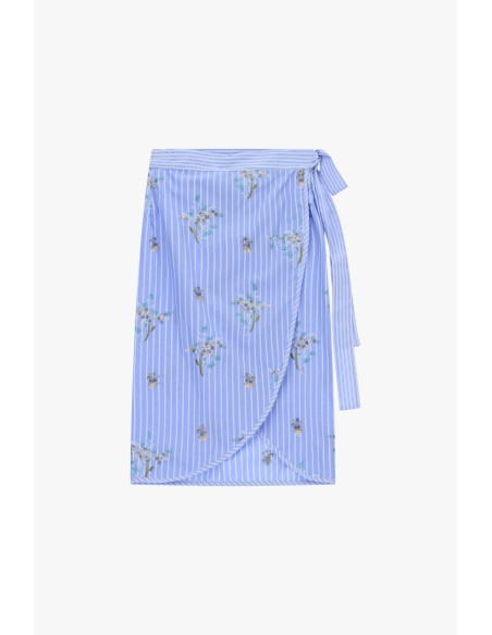 Dixie wikkelrok met strepen- en bloemenprint
