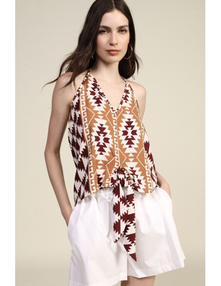 Top met halterhals en geometrische print van Dixie