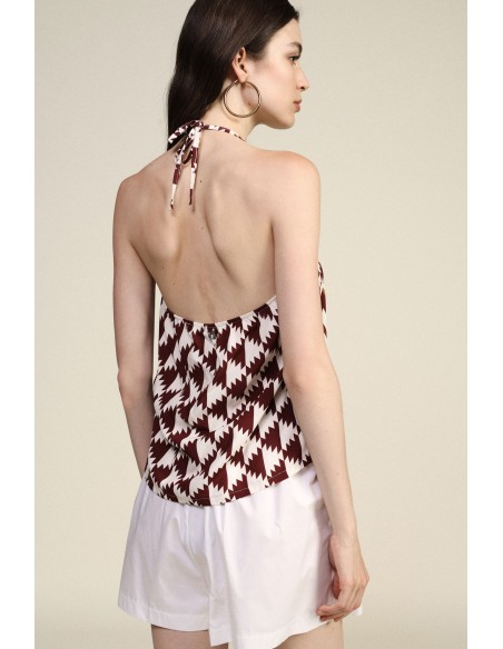 Top met halterhals en geometrische print van Dixie