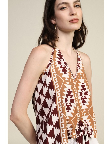 Top met halterhals en geometrische print van Dixie