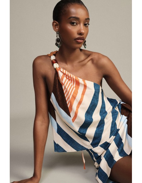 Asymmetrische top met één schouder en zijknoop Dixie
