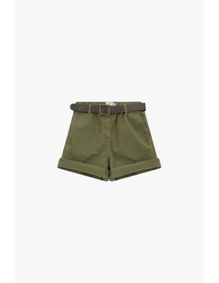 Regular-fit shorts met tailleband en omslag Please