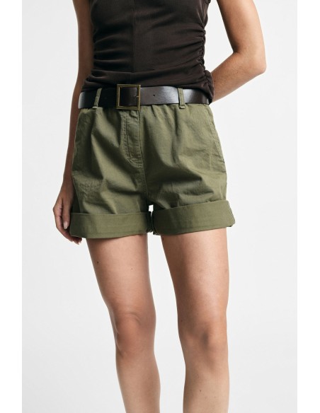 Regular-fit shorts met tailleband en omslag Please