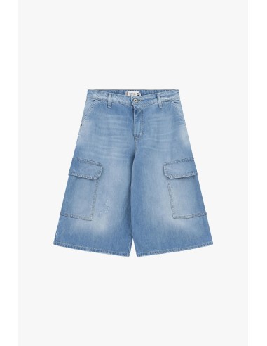 Cargo shorts van denim met wijde pijpen en zijzakken Please