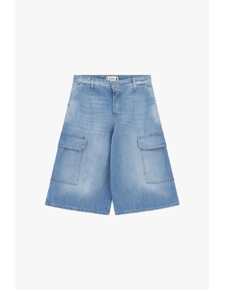 Cargo shorts van denim met wijde pijpen en zijzakken Please