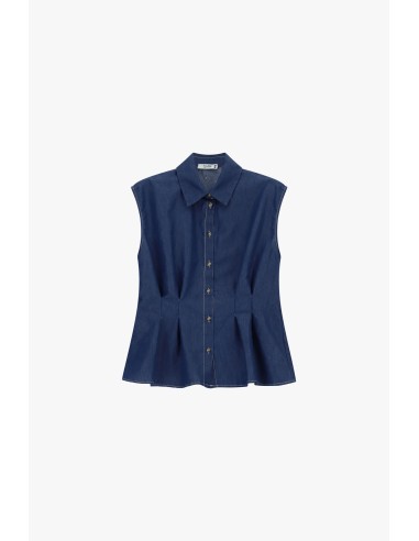 Mouwloze blouse met plooien aan de voorkant en knopen, alstublieft