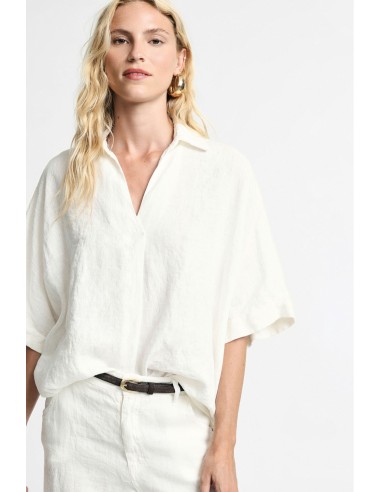 Ruime blouse met korte mouwen en klassieke kraag Alstublieft