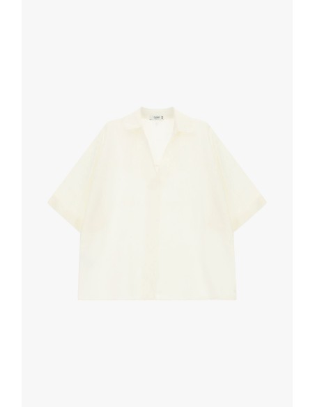 Ruime blouse met korte mouwen en klassieke kraag Alstublieft