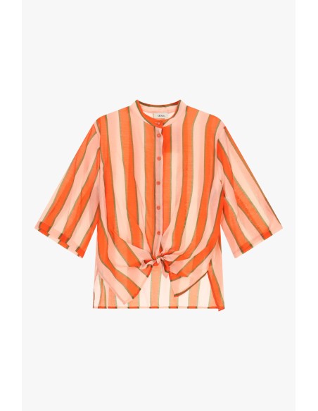 Gestreept shirt met knoop aan de voorkant en wijde mouwen Dixie
