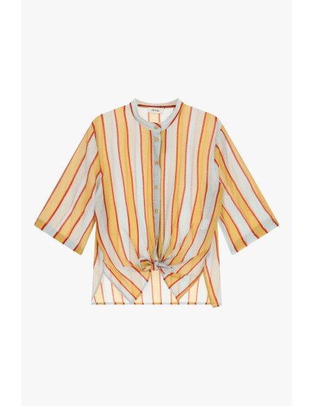 Gestreept shirt met knoop aan de voorkant en wijde mouwen Dixie
